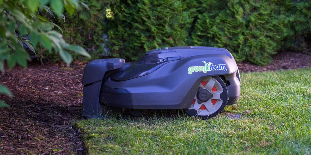 robotic mower in docking station